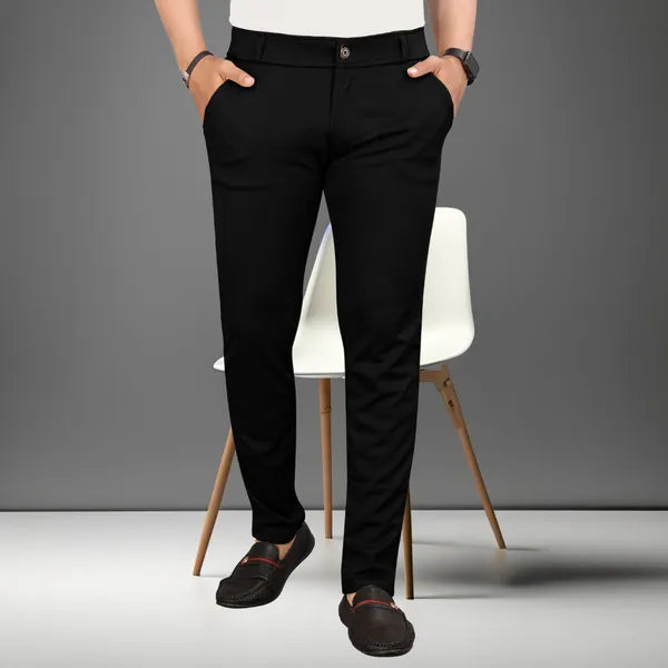 Solid Charcoal Black Chinos Stretchable Trousers at Rs 899/piece in  Bengaluru
